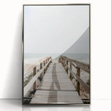 Mid-century modernist art deco poster with pastel hues on silver-framed acrylic, suitable for nursery wall art.