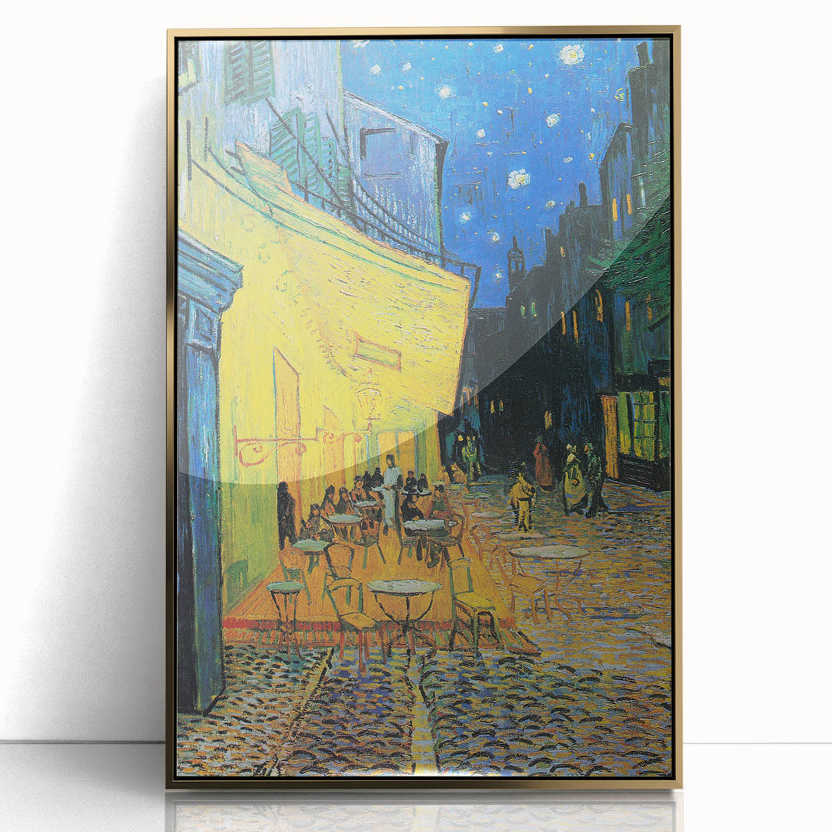 Art deco poster featuring a Van Gogh-inspired design in gold tones on acrylic, suitable for modern art wall decor or nursery.