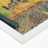 Art deco poster featuring Van Gogh-inspired swirling patterns in blue and gold on a rolled canvas.