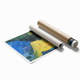 Extra large rolled canvas print of Van Gogh-style floral art in vibrant colors.