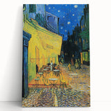 Large black and white stretched canvas of a café scene, ideal for kitchen wall art.