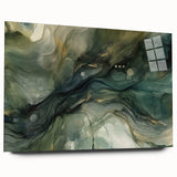 Abstract wall art featuring colorful strokes in vibrant hues, displayed in a modern acrylic frame, showcasing a sleek side view for contemporary decor enhancement.