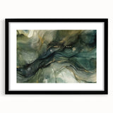 Abstract strokes wall art framed in black with a mat, showcasing a modern design ideal for contemporary home decor, emphasizing vibrant colors and dynamic shapes.