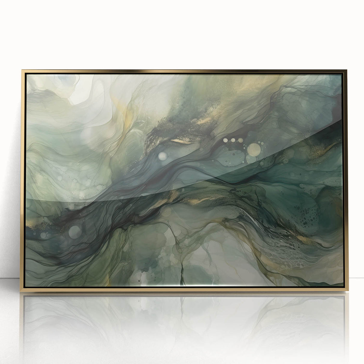 Framed abstract wall art featuring gold-accented strokes on a vibrant backdrop, adding a modern touch to home decor. Ideal for contemporary spaces and art enthusiasts.