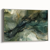 Abstract wall art featuring vibrant strokes in shades of blue, gray, and silver on a framed canvas, showcasing a modern design that enhances contemporary decor. Perfect for adding a sophisticated touch to living spaces or offices.
