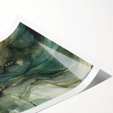 Abstract wall art print featuring vibrant, colorful strokes in shades of blue, yellow, and pink, ideal for modern home decor or office spaces. This rolled canvas design adds a dynamic touch to any interior setting.