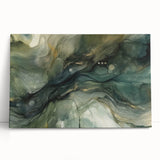 Abstract wall art canvas featuring vibrant, multicolored strokes in bold hues, elegantly leaning against a neutral wall, enhancing modern decor with artistic flair.