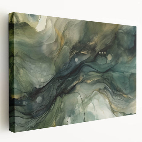 Stretched canvas wall art showcasing an abstract design with vibrant strokes in blue, orange, and yellow, perfect for modern home decor and artistic expression.