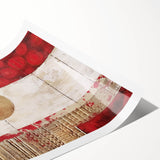 Abstract wall art print featuring vibrant strokes in shades of blue, orange, and yellow, showcasing a modern design ideal for contemporary decor. Perfect for enhancing living spaces or offices.