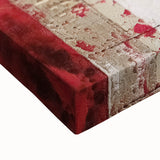 Vibrant abstract strokes in hues of blue, orange, and gold create a striking wall art piece on stretched canvas, showcasing modern artistic expression and depth.