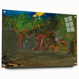 Modern Wall Art: Vibrant Garden Scene with Sun by Tadeusz Makowski