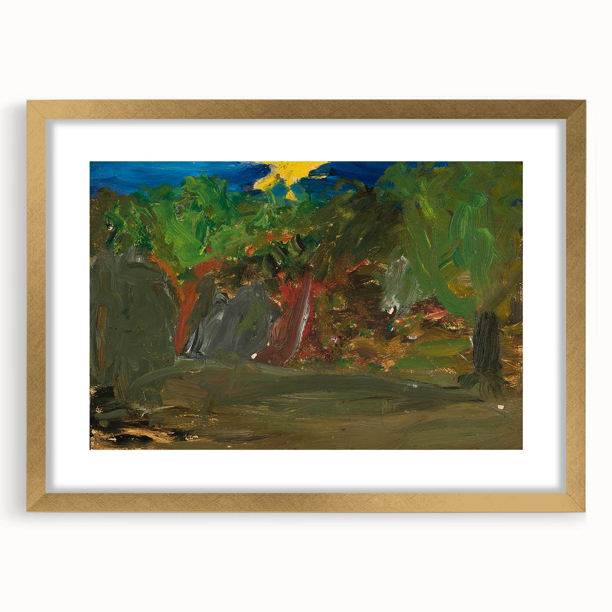 Modern Wall Art: Vibrant Garden Scene with Sun by Tadeusz Makowski