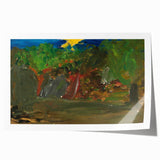 Modern Wall Art: Vibrant Garden Scene with Sun by Tadeusz Makowski