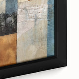 Close-up of abstract strokes wall art in a modern frame, showcasing vibrant colors and textured brushwork, ideal for contemporary home decor.