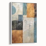 Framed canvas wall art featuring abstract strokes in muted tones of white, gray, and beige, adding a modern touch to interior decor. Ideal for contemporary settings.