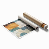 Abstract strokes wall art print showcasing vibrant colors in a fluid design, rolled for easy display, ideal for modern home decor or artistic spaces. This eye-catching artwork adds a contemporary touch to any interior setting.