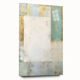 Abstract wall art featuring vibrant, swirling strokes in shades of blue, orange, and green on acrylic glass, showcasing a modern design perfect for contemporary decor.