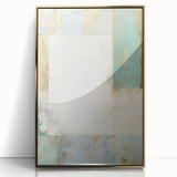 Framed acrylic wall art featuring abstract gold strokes on a white background, adding a modern touch to home decor. Perfect for stylish interior design.