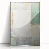 Framed abstract strokes wall art with a minimalist white background, showcasing vibrant color contrasts in blue, pink, and yellow hues, perfect for modern decor.