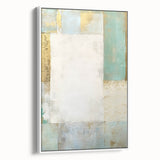 Framed canvas wall art showcasing abstract strokes in neutral tones, featuring a sleek white frame, perfect for modern home decor and stylish interiors.