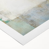 Abstract wall art print on rolled canvas showcasing vibrant strokes in blue, orange, and yellow, ideal for modern home decor. Packaged securely in a cardboard tube for safe delivery.