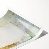 Abstract wall art print featuring vibrant strokes in shades of blue, orange, and yellow, designed for modern home decor. Ideal for living room or office aesthetics.