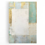 Abstract wall art canvas featuring vibrant strokes in shades of blue, orange, and yellow, ideal for modern home decor. This stretched piece adds a contemporary touch to any room.