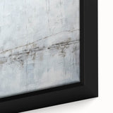 Close-up of a framed abstract strokes wall art design featuring vibrant blue, green, and gold colors, showcasing dynamic brush strokes on a textured canvas for modern decor.