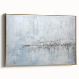 Framed canvas wall art showcasing abstract strokes in gold and neutral tones, highlighting a modern artistic design suitable for contemporary decor. This side view emphasizes the sleek frame and textured surface, ideal for enhancing living spaces.