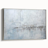 Framed canvas wall art showcasing abstract strokes in silver and gray hues, perfect for modern decor. Ideal for adding elegance to any living space.