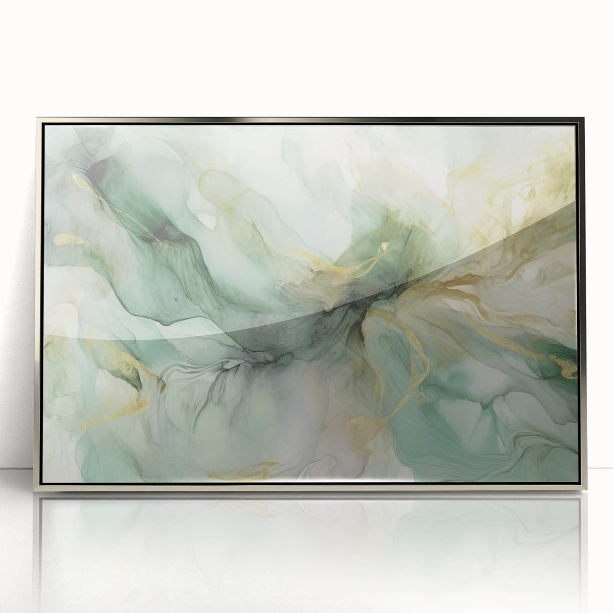 Framed abstract wall art featuring bold silver strokes on a textured acrylic background, perfect for modern home decor, adding elegance to any space.