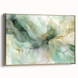 Framed canvas artwork showcasing abstract gold strokes on a textured background, elegantly displayed from the side to highlight its premium finish and modern design. Perfect for contemporary home decor.