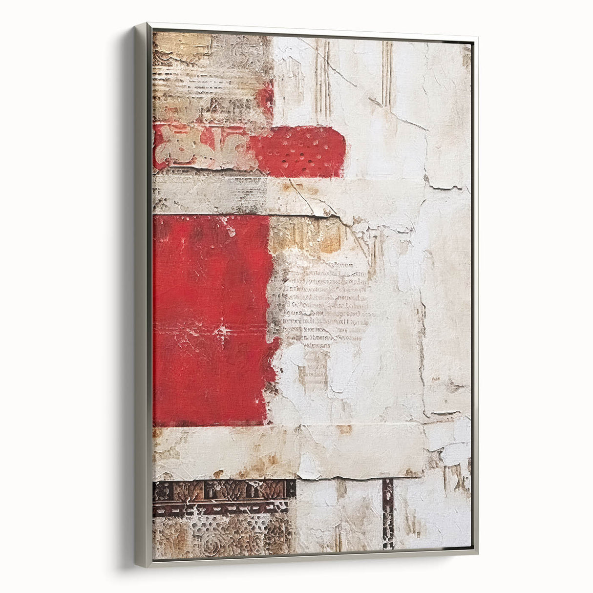 Framed abstract strokes wall art in silver, showcasing a modern design with dynamic brushwork and a sleek side view, perfect for contemporary decor.