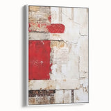 Framed canvas wall art showcasing abstract strokes in soothing white and gray tones, ideal for modern decor, displayed from a side view to highlight depth.