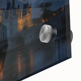 Close-up of an acrylic landscape artwork showcasing a vibrant castle scene, featuring vivid colors and intricate details, perfect for home decor enthusiasts.