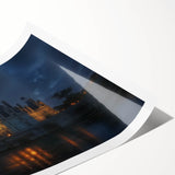 Vintage-style rolled print showcasing a scenic landscape with a majestic castle surrounded by lush greenery, ideal for home decor enthusiasts and art collectors.