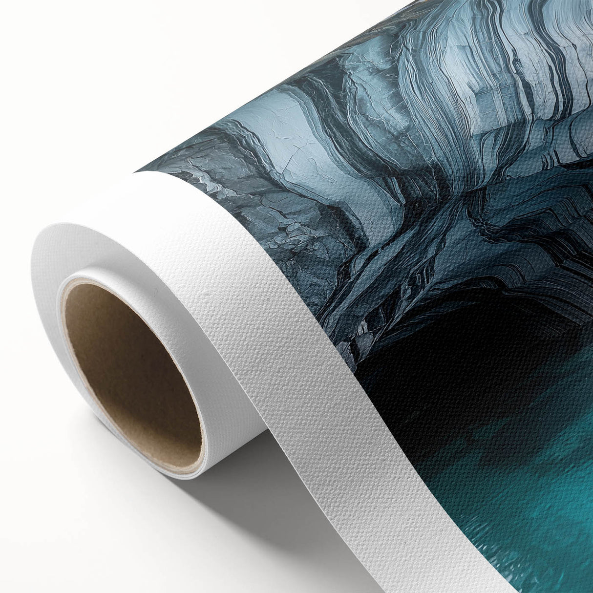 Stunning rolled canvas showcasing a vibrant landscape design featuring dramatic caves and natural formations, ideal for enhancing contemporary home decor.