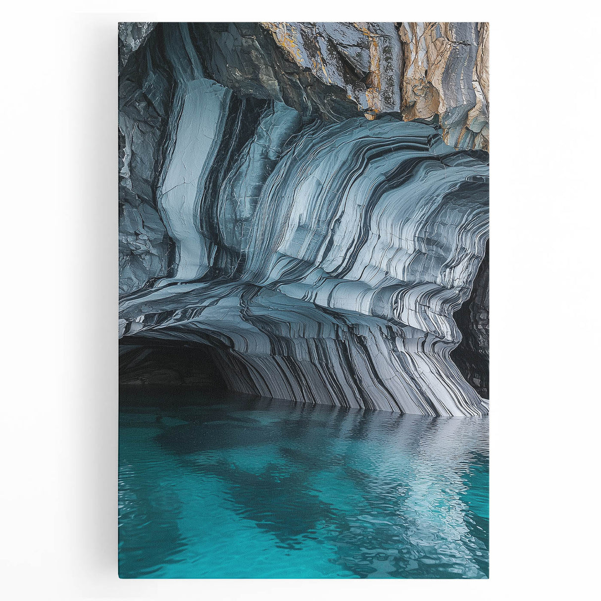 Stretched canvas artwork depicting a vibrant cave landscape scene with rich colors and intricate details, suitable for home decor and art enthusiasts.