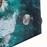 Close-up of a vibrant acrylic landscape artwork depicting towering cliffs and vivid colors, perfect for modern home decor. Ideal for art enthusiasts and nature lovers.