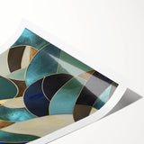 Elegant Geometric Bedroom Wall Art - Teal and Gold Canvas Print