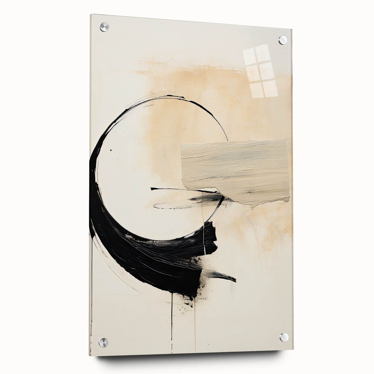 Framed Art for Dining Spaces - Abstract Black, White & Beige Print