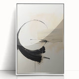 Framed Art for Dining Spaces - Abstract Black, White & Beige Print