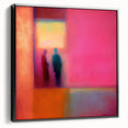 Framed abstract figurative wall art in black, showcasing a modern design with bold lines and shapes, perfect for contemporary decor in living spaces.