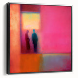 Framed abstract figurative wall art in black, showcasing a modern design with bold lines and shapes, perfect for contemporary decor in living spaces.