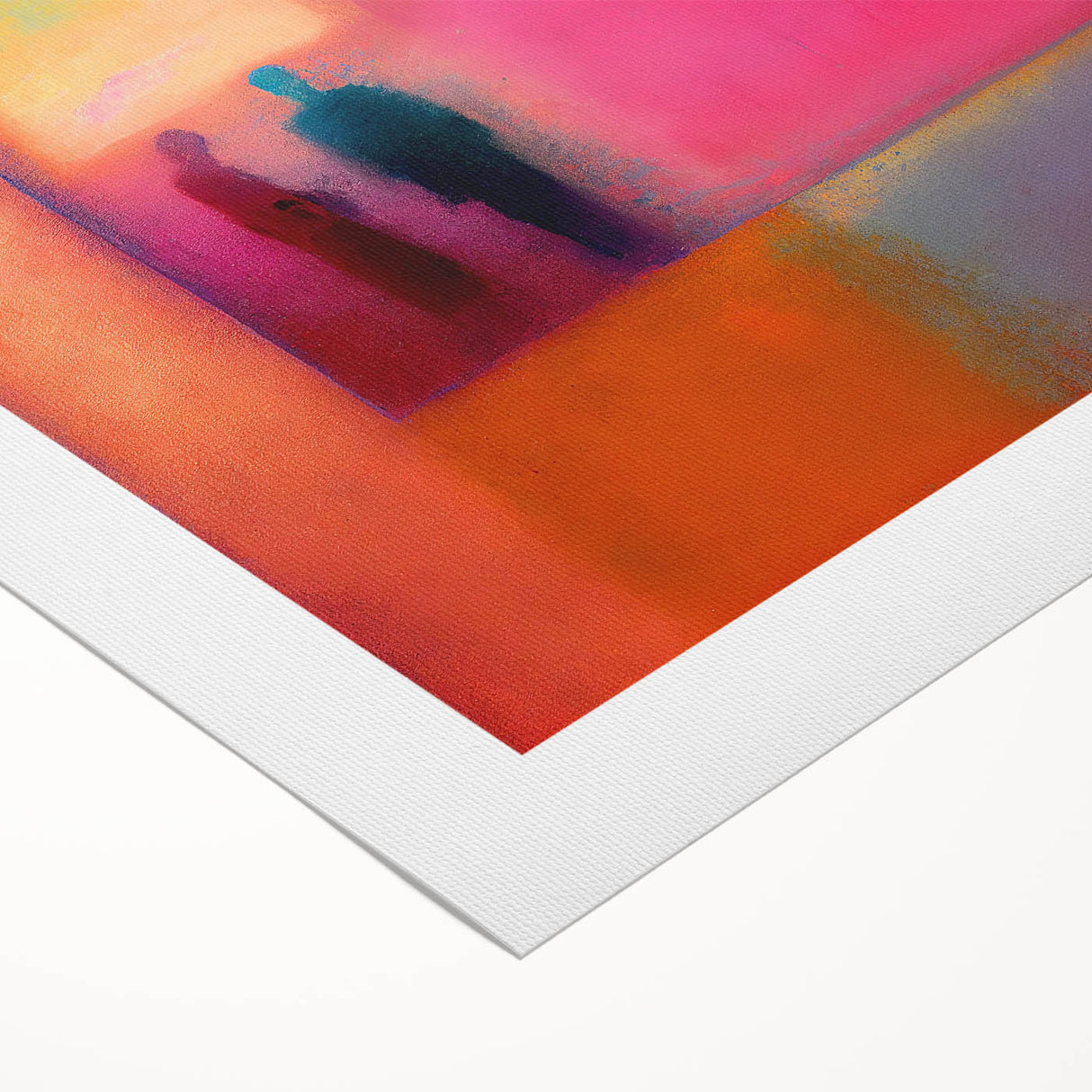 Abstract figurative wall art on rolled canvas showcasing vibrant colors and dynamic shapes, perfect for modern home decor, packaged securely for delivery.