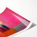 Abstract figurative wall art print showcasing vibrant colors and unique shapes, beautifully rolled and packaged in a protective cardboard tube for display and decor enhancement.