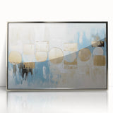 Abstract geometric framed acrylic artwork in silver tones, showcasing a modern design with sharp angles and intricate shapes, perfect for contemporary home decor.