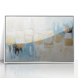 Framed abstract geometric wall art in white acrylic, showcasing intricate patterns and modern design elements, perfect for contemporary home decor.