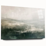 Abstract landscape wall art displayed in a sleek acrylic glass frame, showcasing vibrant colors and intricate details, perfect for modern home decor.