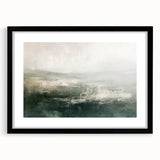 Abstract landscape wall art framed in black with a white mat, showcasing vibrant colors and dynamic brush strokes, perfect for modern home decor.